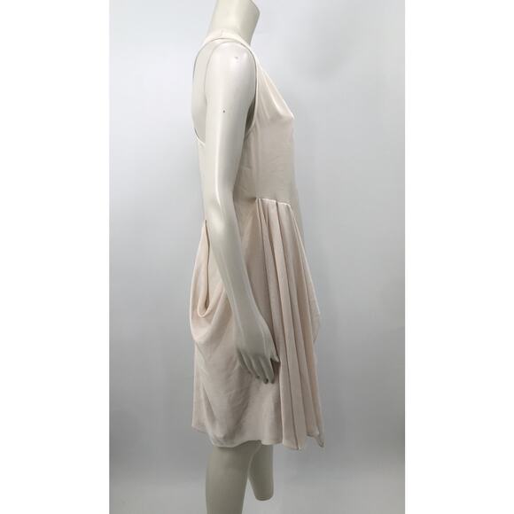 Morgan Carper Ivory Sleeveless Asymmetrical Side Ruffle Shift Dress Size 4 - Picture 5 of 13
